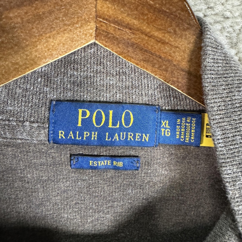 Polo Ralph Lauren Sweater Mens XL Gray Estate Rib Quarter Zip Pullover Knit - Picture 5 of 12
